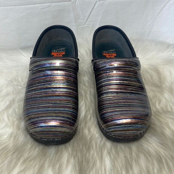 Dansko Professional Multicolor Striped Patent Work Clogs Sz 37/US 6.5-7 - Picture 3 of 9